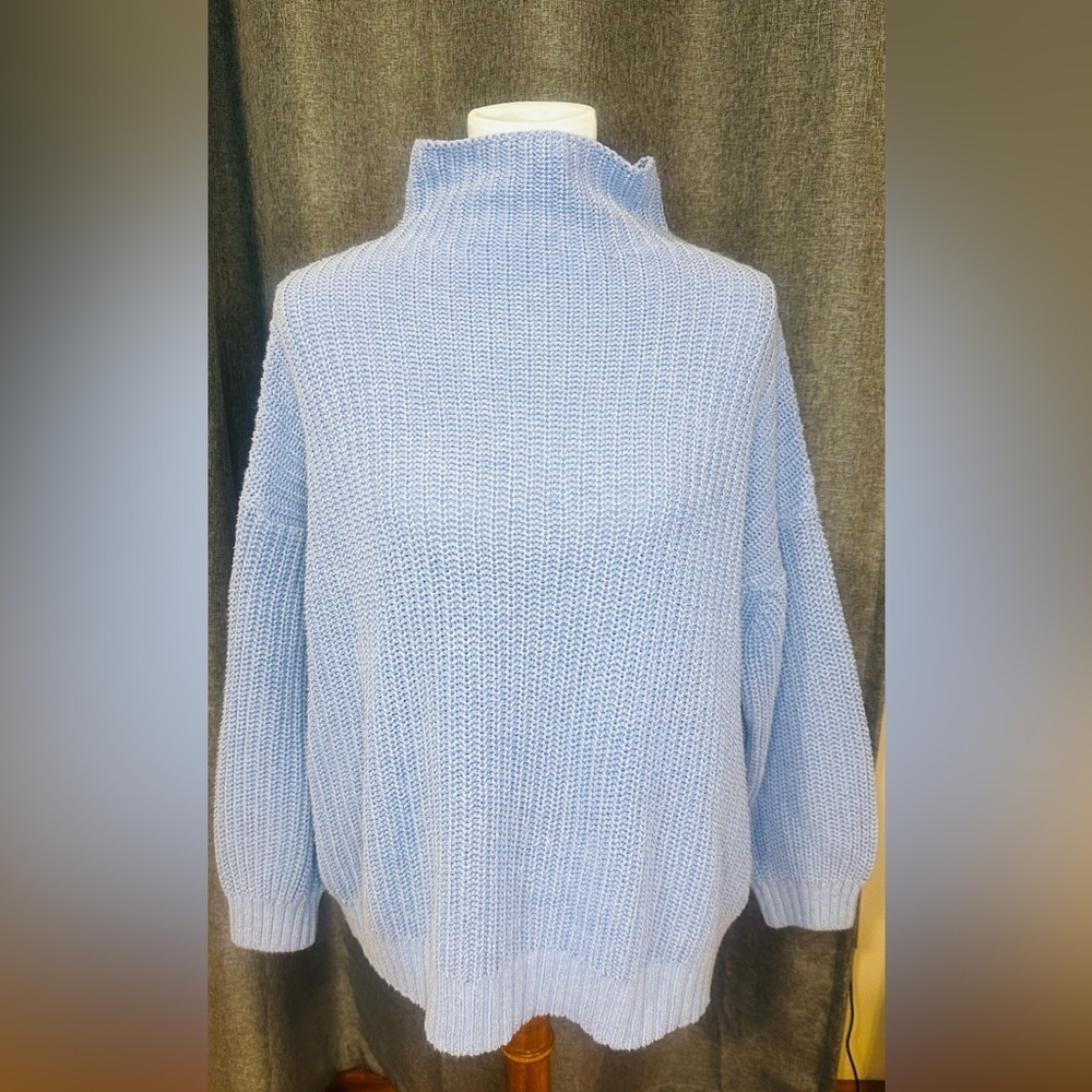 American Eagle Light Blue Mock Neck Chunky Knit Sweater – Women’s XS/S